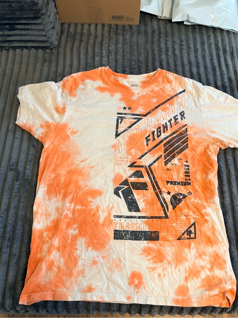 American Fighter Orange and White Tie-Dye Graphic Tee